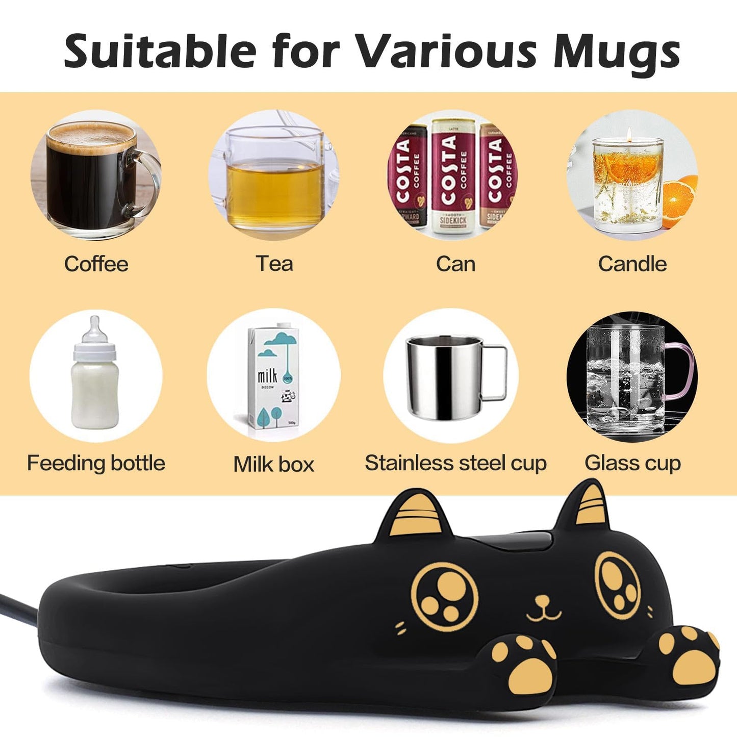 PUSEE Mug Warmer,Coffee Warmer for Desk Candle Warmer Auto Shut Off,Coffee Cup Warmer with 3 Temp Settings,Electric Beverage Warmer Plate for Coffee,Tea,Water Milk and Cocoa(Not Include Cup)