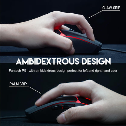 FANTECH P51S Gaming Keyboard and Mouse Combo, Headset and Stand, Mouse Pad Wired RGB Rainbow Keyboard PC Beginner Gamer Basic 5 in-1 Gaming Set