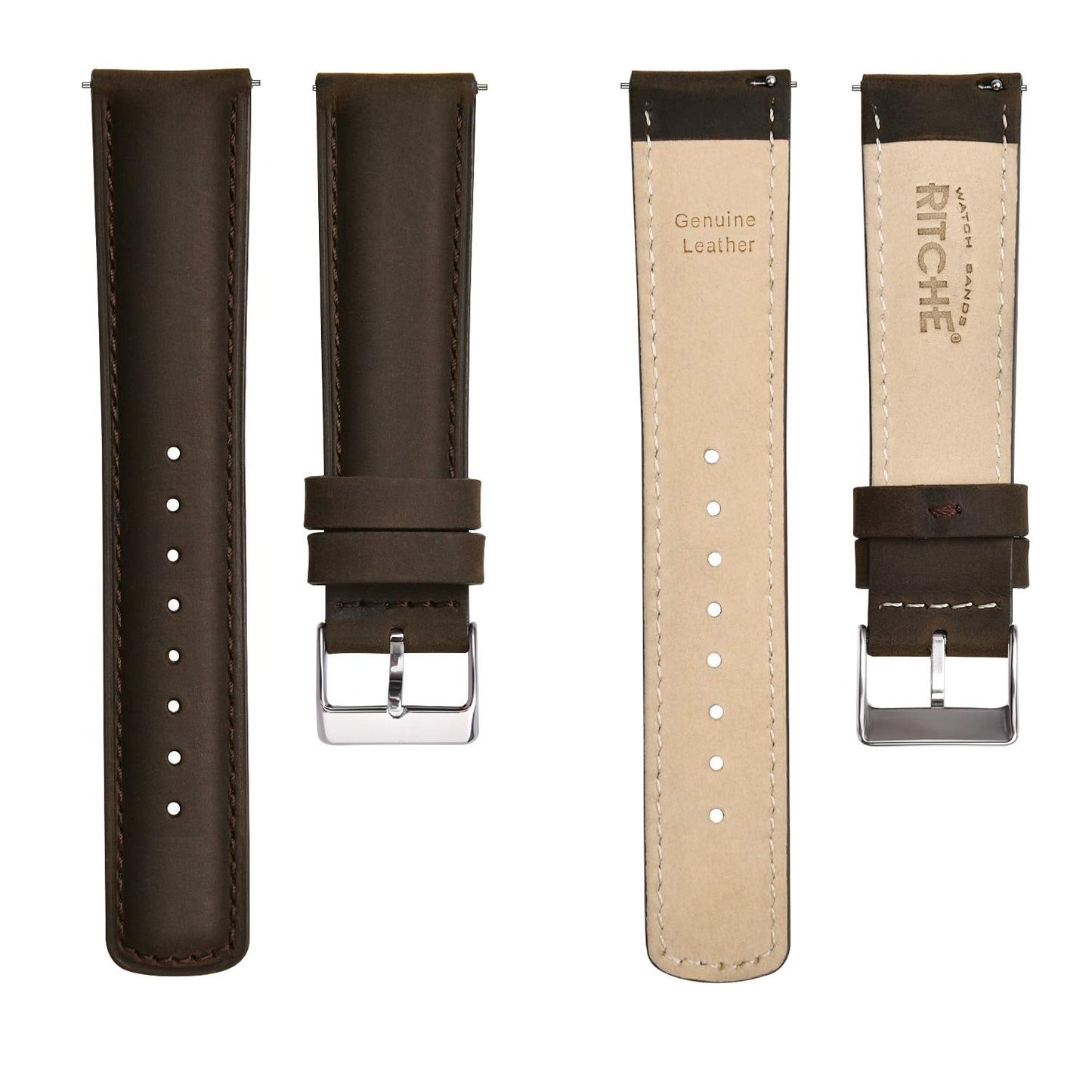 Ritche 20mm Leather Watch Band Quick Release Leather Watch Strap Compatible with Timex Weekender 40mm / Citizen BN0150-28E Watch Bands for Men Women - Coffee, White Elephant Gifts, Stocking Stuffers for Men, Father's Day gifts