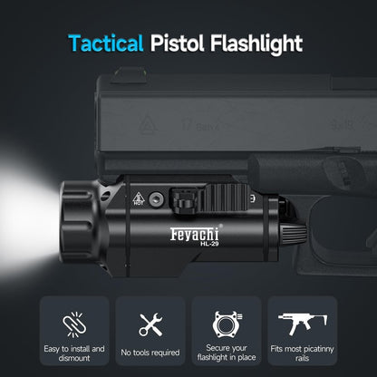 Feyachi Tactical Flashlight - 1500 Lumens Rail Mounted Flashlight, with 5 Interchangeable Picatinny Rail Adapters, Fits Multiple Models, IPX7 Water-Resistant Pistol Light