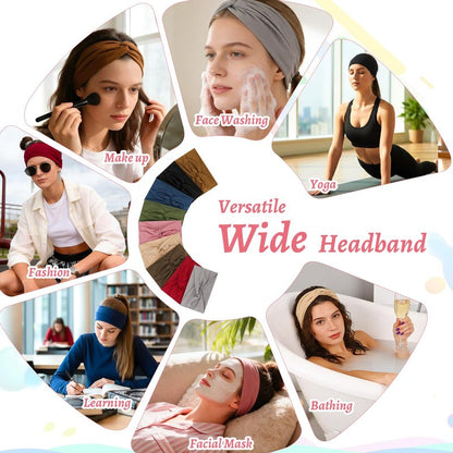 ZhouBoat 9 Pcs Stretchy Headbands for Women Non Slip Wide Elastic Head Bands Soft Twist Knotted Headbands Sports Sweat Bands for Daily Life Spa Yoga Workout Running Gym