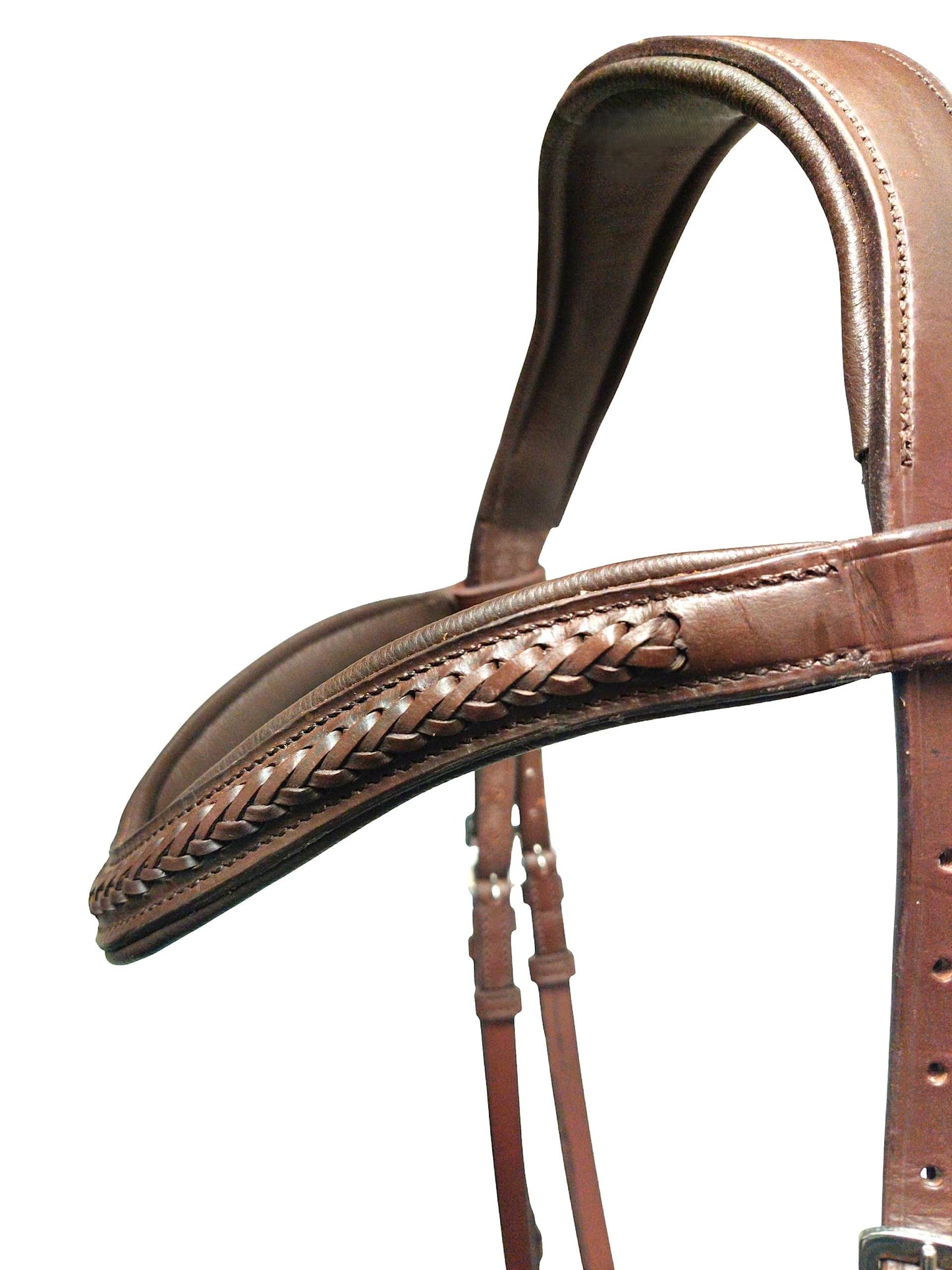 Bello-Equine Braided Havana Brown Leather Bridle with Removable Flash – Padded Browband & Noseband – Horse Riding Bridle for Schooling & Show - Size Full