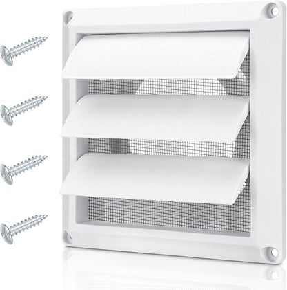 4 Inch Dryer Vent Cover for Exterior Wall Vent Hood Outlet Airflow, Dryer Air Vent with Screen with 4 Screw for Easy Installation, White