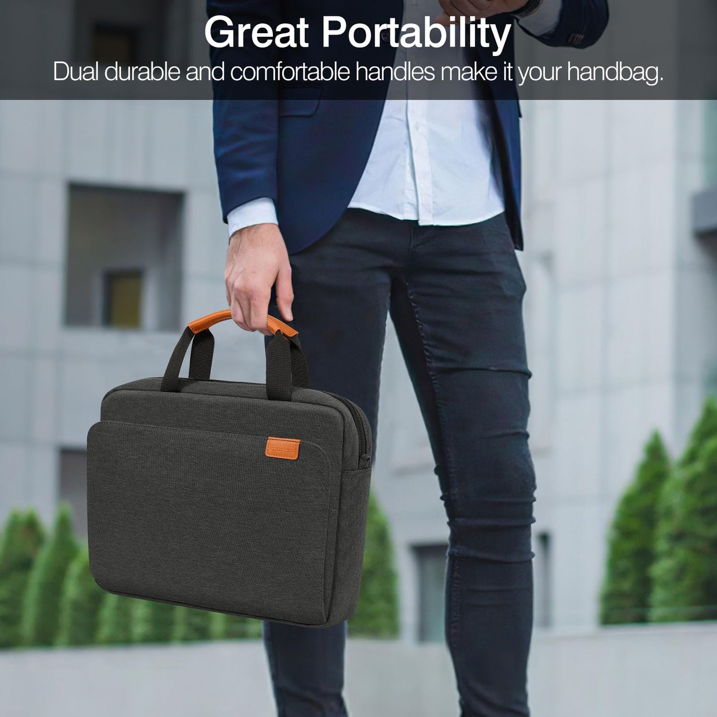 MoKo 9-11 Inch Tablet Sleeve Case, Protective Handle Shoulder Bag Fits New 11inch iPad Air M4 2026/Pro M5/M4, iPad A16 2025, 10th/Air 5/4th 10.9, iPad 9/8/7th 10.2, Tab S8/S9 11, Black & Gray