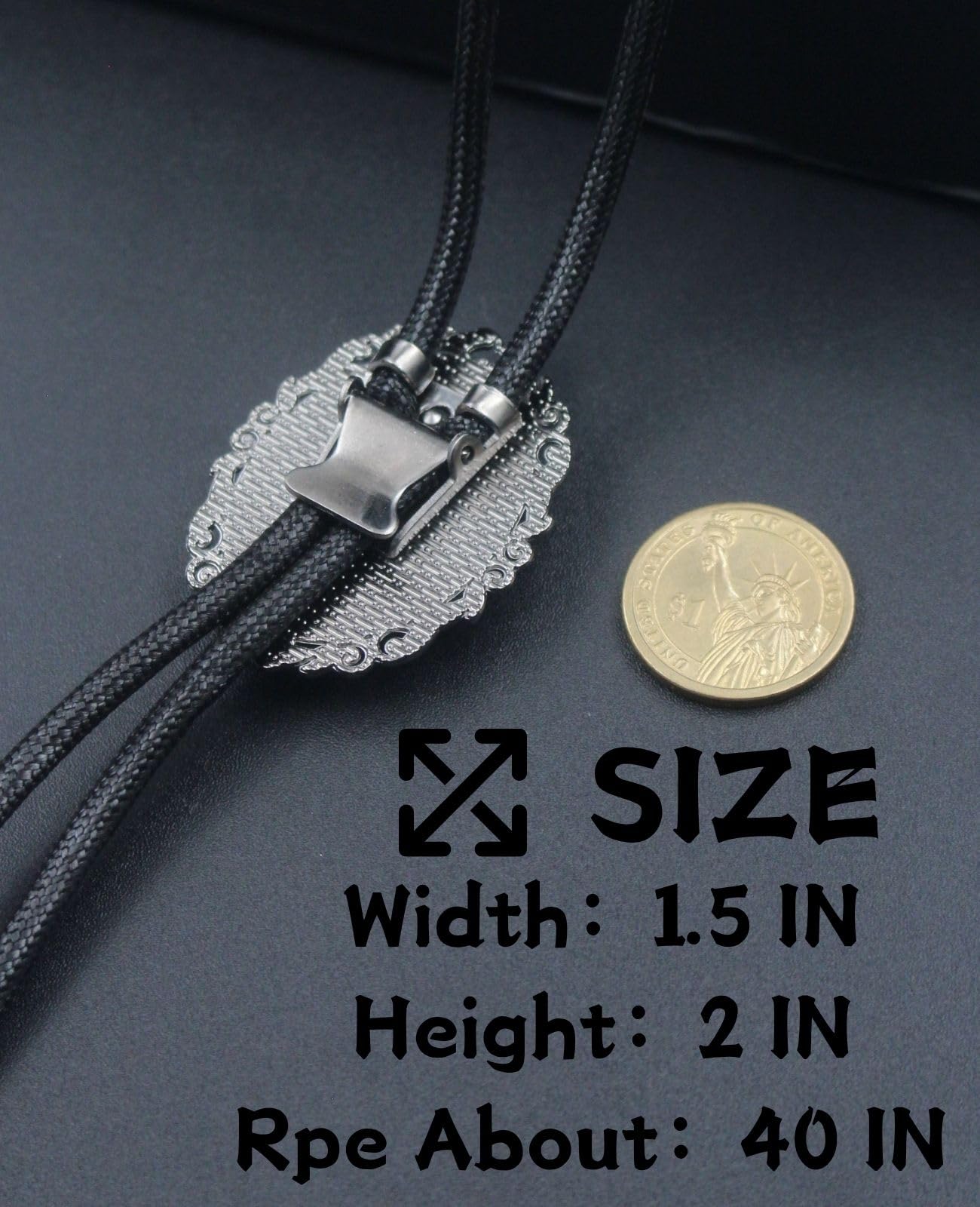 PEARLY JUN Gothic Bolo Tie for Men Women Cameo Western Cowboy Black Cat Bat Witch Vintage Halloween Jewelry Accessories Gifts (Black Cross Crow)