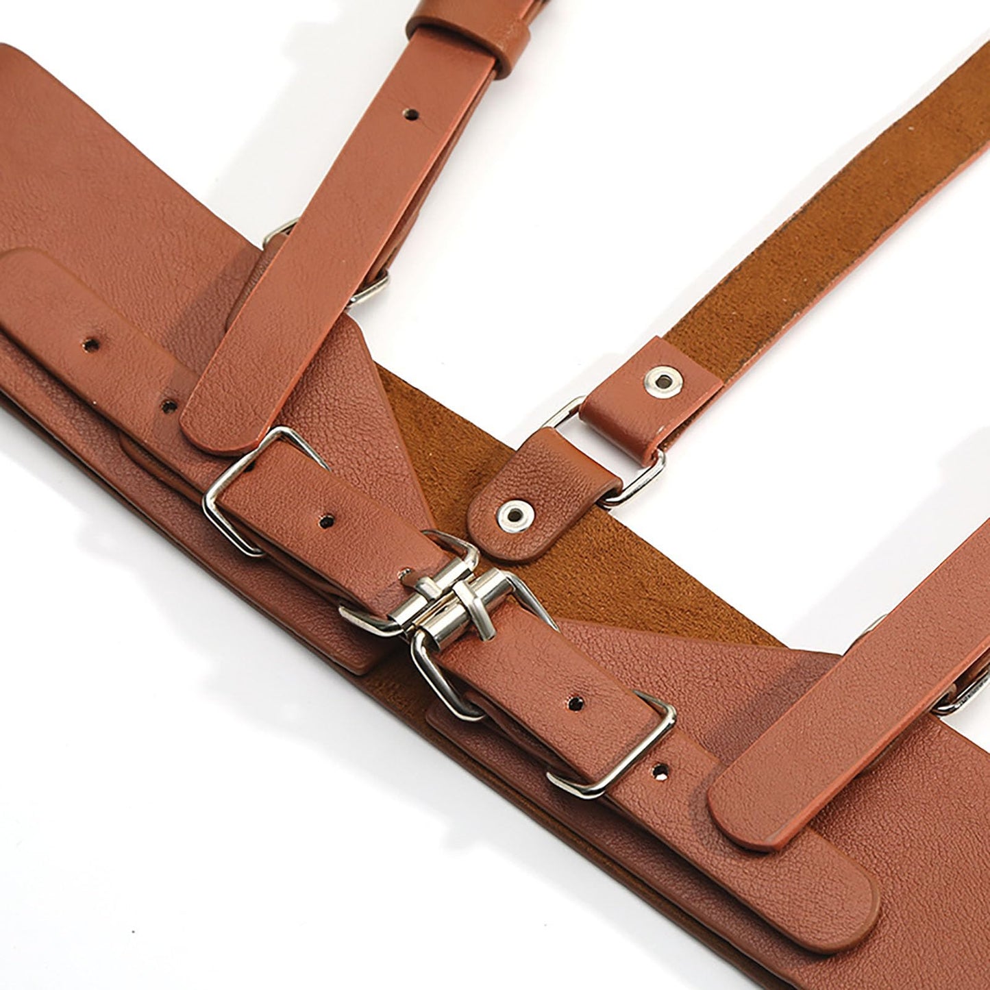 Kutocesy Women PU Leather Harness Belt with Suspenders Adjustable Punk Waist Belt for Shirts Gothic Streetwear Accessory (Black)