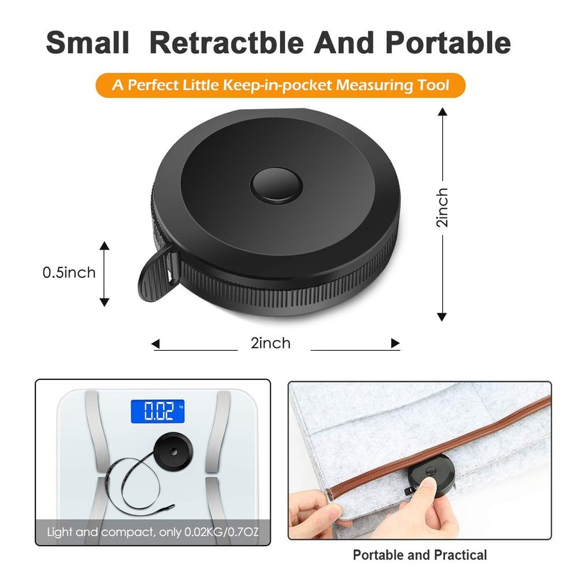2 Pack Soft Tape Measure Retractable Measuring for Body Fabric Sewing Tailor Cloth Knitting Craft Weight Loss Measurements 60-Inch Soft Pink & Retractable Black Dual Sided Tape Measure Body Measuring