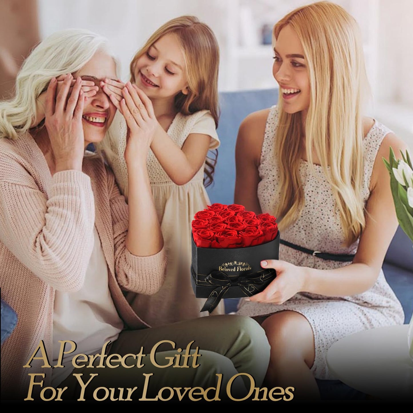 Auoasl 16 Preserved Flowers Rose in a Box, Gifts for Women Mom Her Wife on Mothers Day Valentines Birthday Christmas Anniversary Romantic(Red)