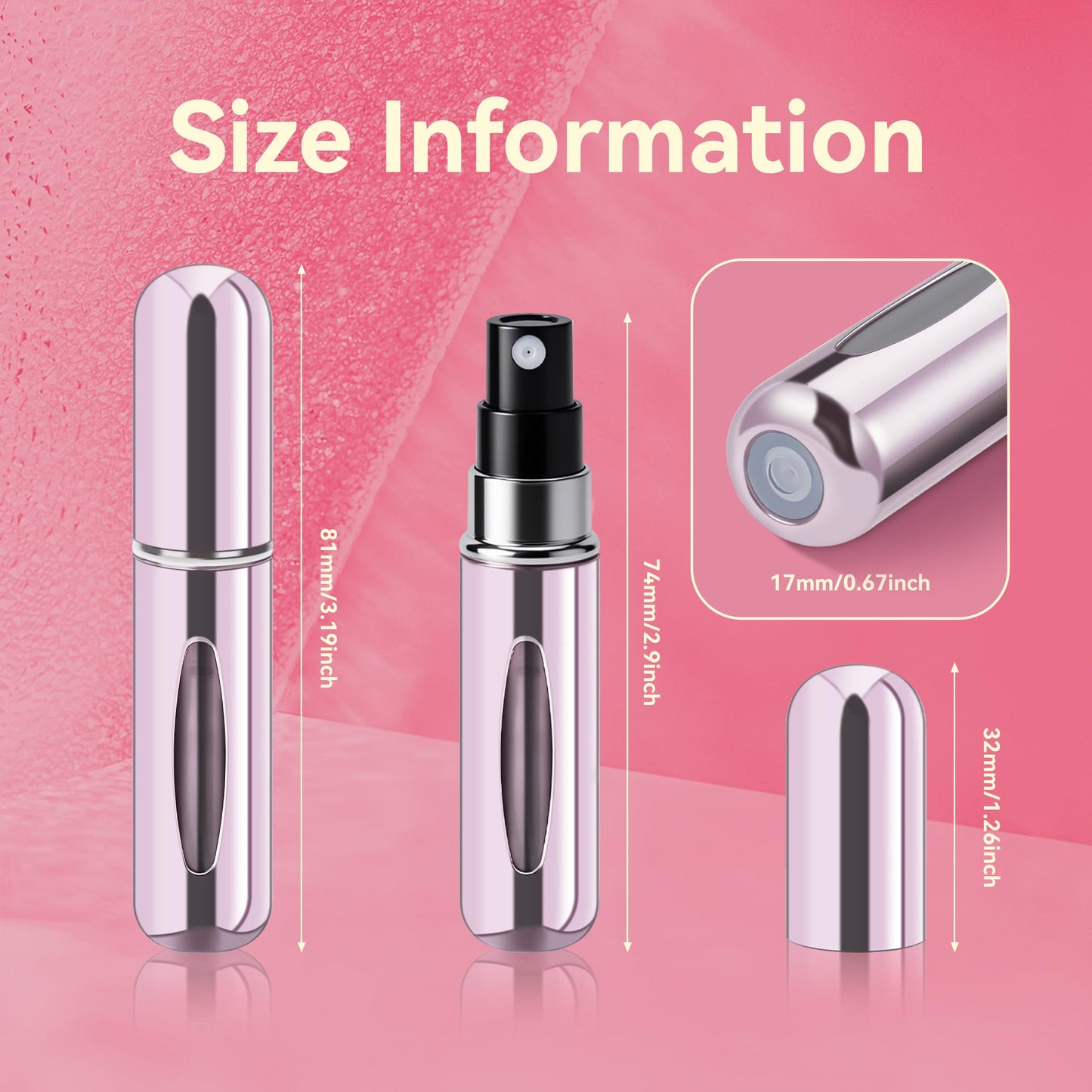forebile Refillable Perfume Portable Atomizer Bottle Refillable Perfume Spray, Travel Perfume (5ml, 4 Pack) (Silver, Pink, Gold, Black)
