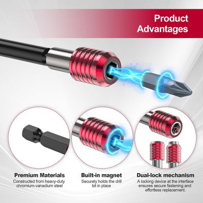 Buhobha 4PCS Drill Bit Extension Set, 1/4" Hex Shank Magnetic Bit Holder in 2", 4", 6", 12" Lengths, Cr-V Steel for Impact Driver, Screwdriver Bits, Nuts & Sockets