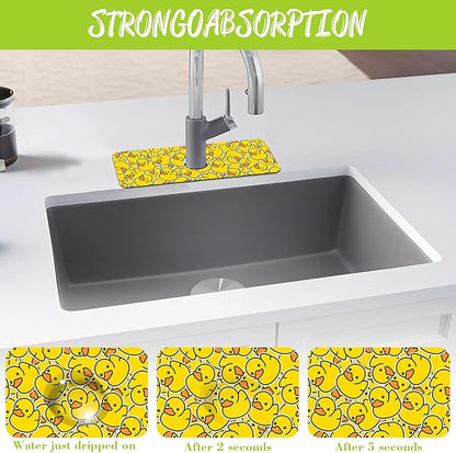 Sink Splash Guard Faucet Mat Rubber Ducky Absorbent Fast Drying Mat Sink