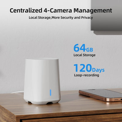 SV3C Security Cameras Wireless Outdoor, No Subscription Fee, 360° PTZ WiFi Camera with 2K Dual Lens, Solar Powered Auto Tracking, Full Color Night Vision, 2 Way Audio, 4-Cam Kit with Hub, Easy Setup