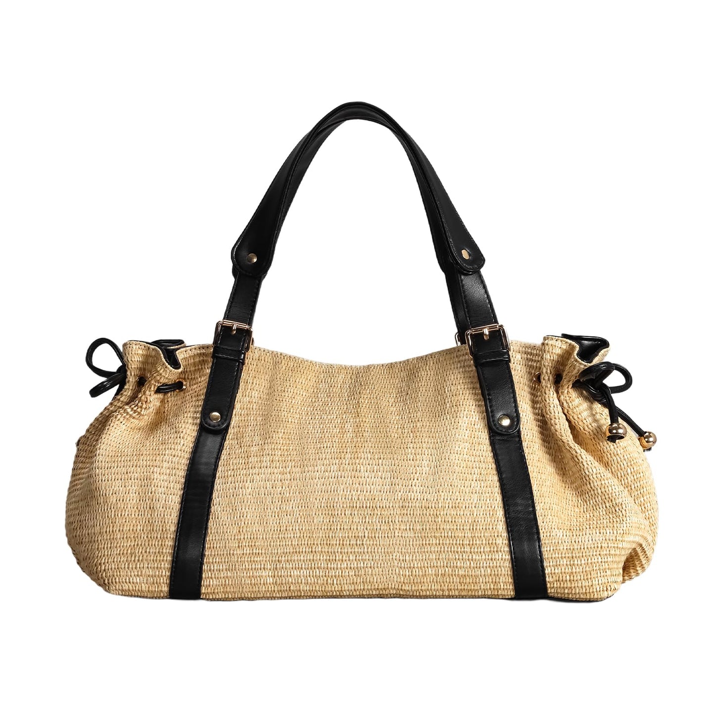 OWGSEE Straw Tote Bags for Women, Y2K Large Soft Summer Straw Purses and Handbags Shoulder Woven Raffia Beach Boho Bag(Khaki)