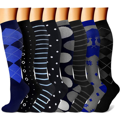 CHARMKING Compression Socks for Women & Men (8 Pairs) 15-20 mmHg Graduated Copper Support Calf Socks are Best for Pregnant, Nurses - Boost Performance, Circulation, Knee High Wide Calf(S/M, Multi 17)