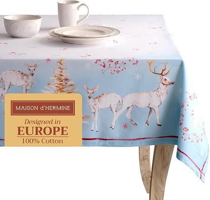 Maison d' Hermine Table Cloth Rectangle Table 100% Cotton 60 x 120 Inches Fall Tablecloth Reusable Everyday Use for Thanksgiving Christmas Decorations Dining Farmhouse Party (Fairy Tale Forest)