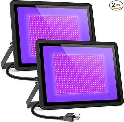 Black Lights 500W LED Black Flood Light with Plug(6ft Cable) for Body Paint, Fluorescent Poster, Neon Glow in The Dark Night