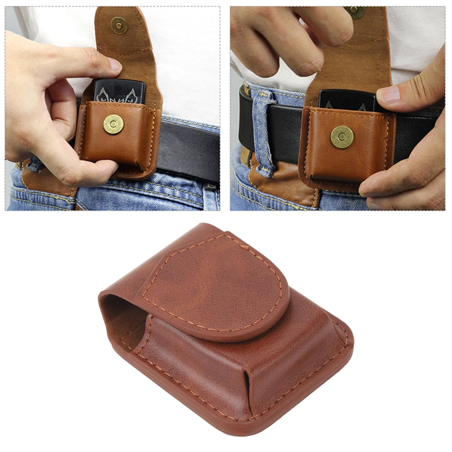 Akozon Lighter Pouch Holder Waist Case Magnetic Buckle for Outdoor Travel PU Anti Scratch Soft Lining Belt Loop (Akozon05m67ipcrf-11)