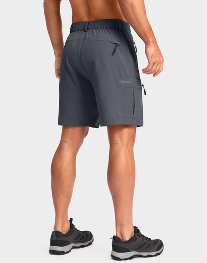 Pudolla Men's Hiking Cargo Shorts Lightweight 7" Travel Casual Shorts for Men Golf Work Outdoor with 5 Zipper Pockets(Deep Grey Medium)