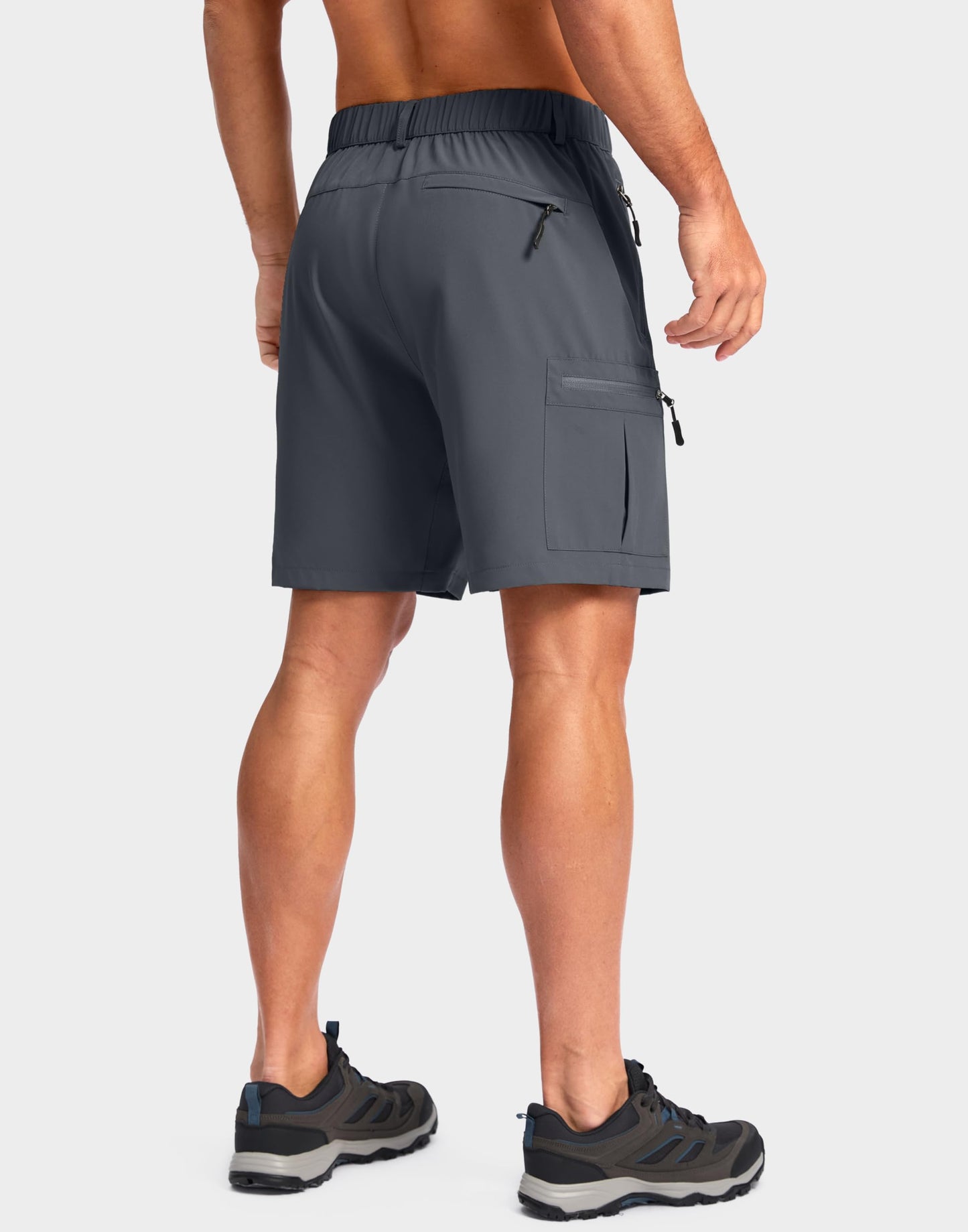 Pudolla Men's Hiking Cargo Shorts Lightweight 7" Travel Casual Shorts for Men Golf Work Outdoor with 5 Zipper Pockets(Deep Grey Large)