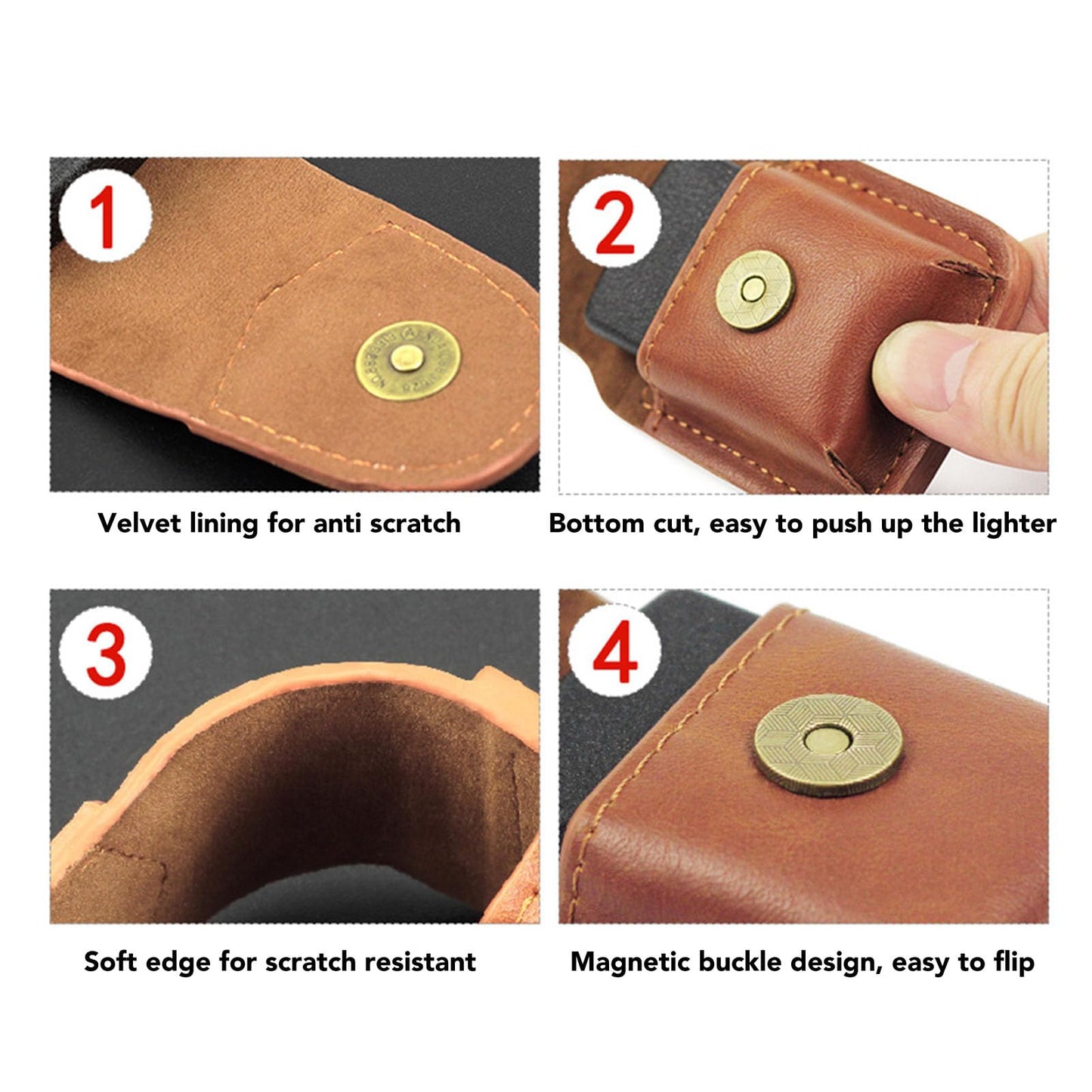 Akozon Lighter Pouch Holder Waist Case Magnetic Buckle for Outdoor Travel PU Anti Scratch Soft Lining Belt Loop (Akozon05m67ipcrf-11)