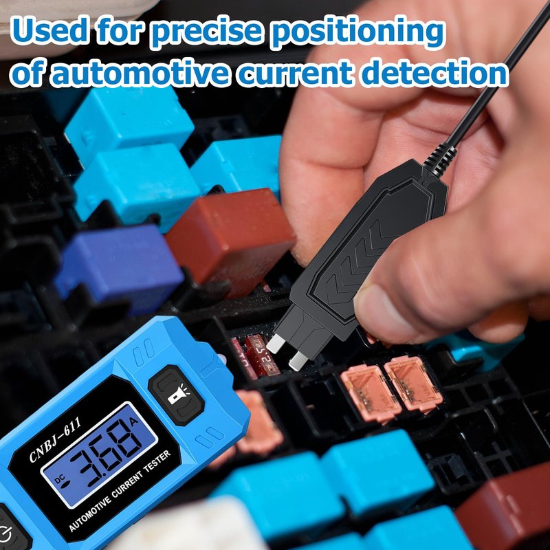 Fuse & Relay Tester, 12V/24V Automotive Circuit Fault Probe Tester with High-Precision Current Test & Blue Backlit LCD, Short/Open Finder with Front LED Light for Car, Truck Electrical Diagnostics