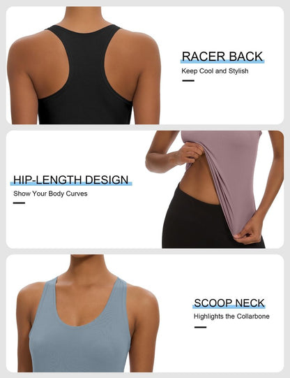 Dalavch 5 Pack Women's Workout Racerback Tank Tops Spandex Yoga Athletic Running Gym Sports Crop Tops for Women No Built-in Bra 1 Black 1 White 1 Heather Grey 1 Pink 1 Blue Small