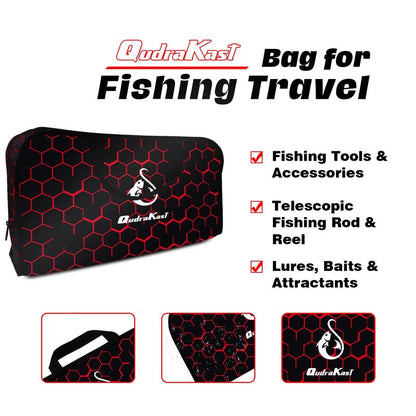 QudraKast Fishing Rod and Reel Combos - High Precision Machined Pattern Telescopic Fishing Pole and 12+1 Full Metal Ultra Smooth Spinning Reel Combos with Carrier Bag 1.8 M