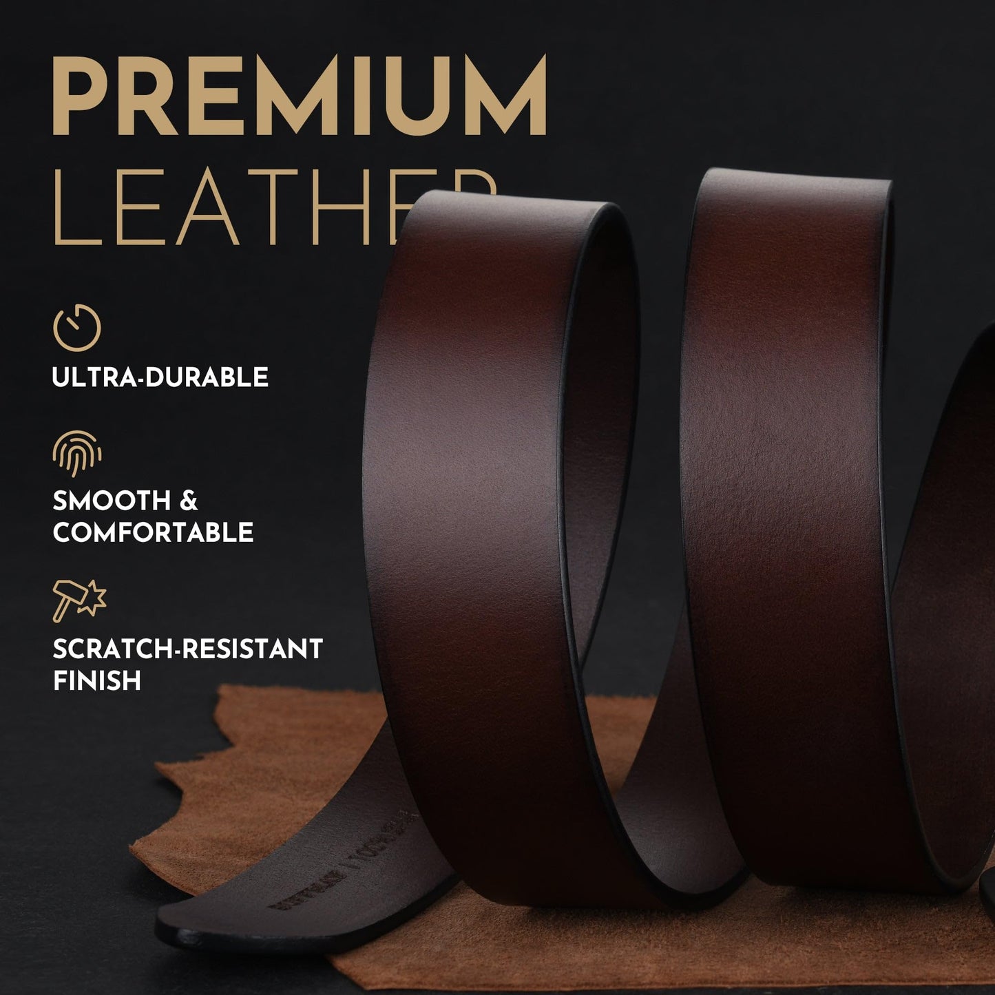 Buffway Men's Leather Belt,1.5" Handcrafted Top-Grain Leather – Durable,Comfortable,Suitable for Everyday Formal & Casual Wear - Size 40" Coffee