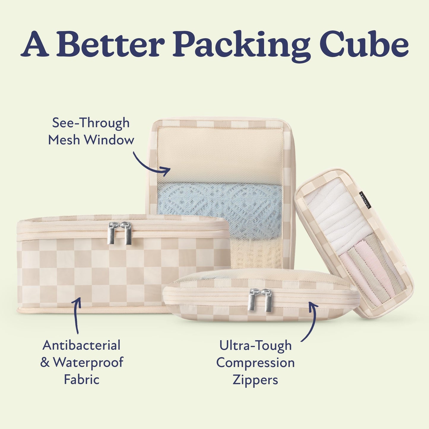 Vandel Space-Saving Compression Packing Cubes for Women, Men, Compressible Carry On Suit Case Organizer Luggage Packing Cubes for Travel Organizer Bags for Luggage and Backpacks, Suitcase Cube