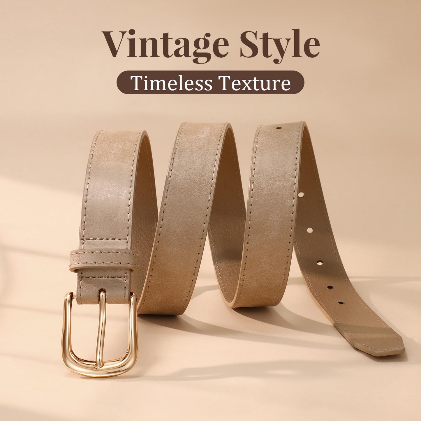 JASGOOD Women Leather Belt for Jeans Vintage Ladies Waist Belt with Gold Buckle for Pants Dress