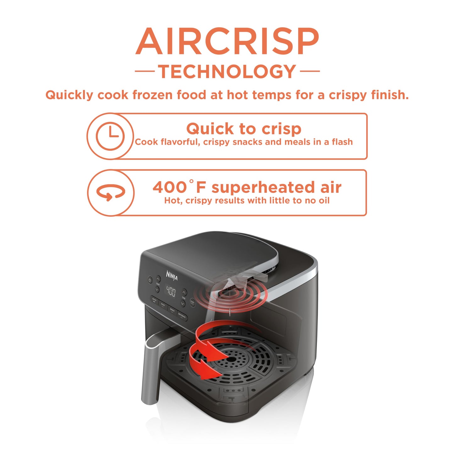 Ninja | Air Fryer | 4 QT Capacity | 4-in1 Roast, Crisp, Roast, Reheats, & Dehydrates | Dishwasher Safe Parts | Includes 20 Easy & Healthy Recipes | Compact | Grey | AF101