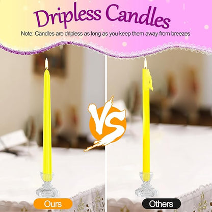 Tobeape 24 Colored Taper Candles, 10 Inch x 0.85 Dinner Candle Set, 7-8 Hour Burn Time, Unscented, Smokeless and Dripless Colorful Candlesticks Christmas Candles for Birthday Wedding Party Home Décor