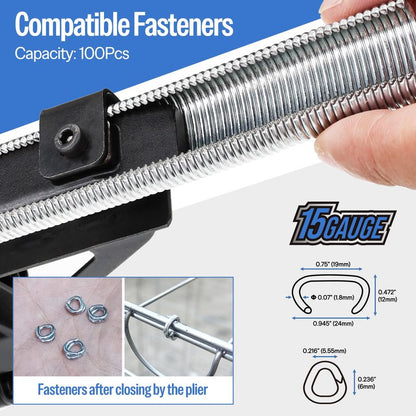 meite SC7C-I2 Pneumatic Hog Ring Gun with 2000 PCS 15GA Hog Rings, 15 Gauge 3/4" Crown Hog Ring Pliers, 5.5-6.0 mm Closure, Upgrade Trigger Air C Ringer Pliers for Mattress, Seat Assembly