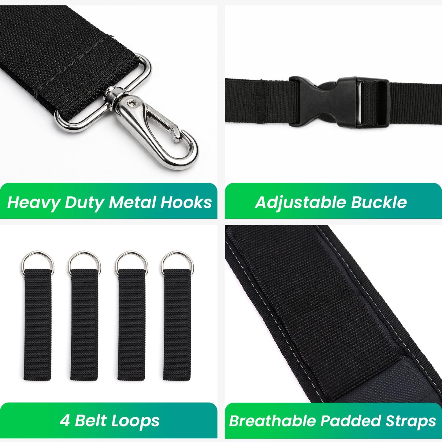 FamilyKit Tool Belt Suspenders for Men - Comfy Padded Work Belt Suspenders, Fully-Adjustable Tool Bag Suspenders with Loops for Construction, Carpenter, Electrician, Roofing, Framer (Black)