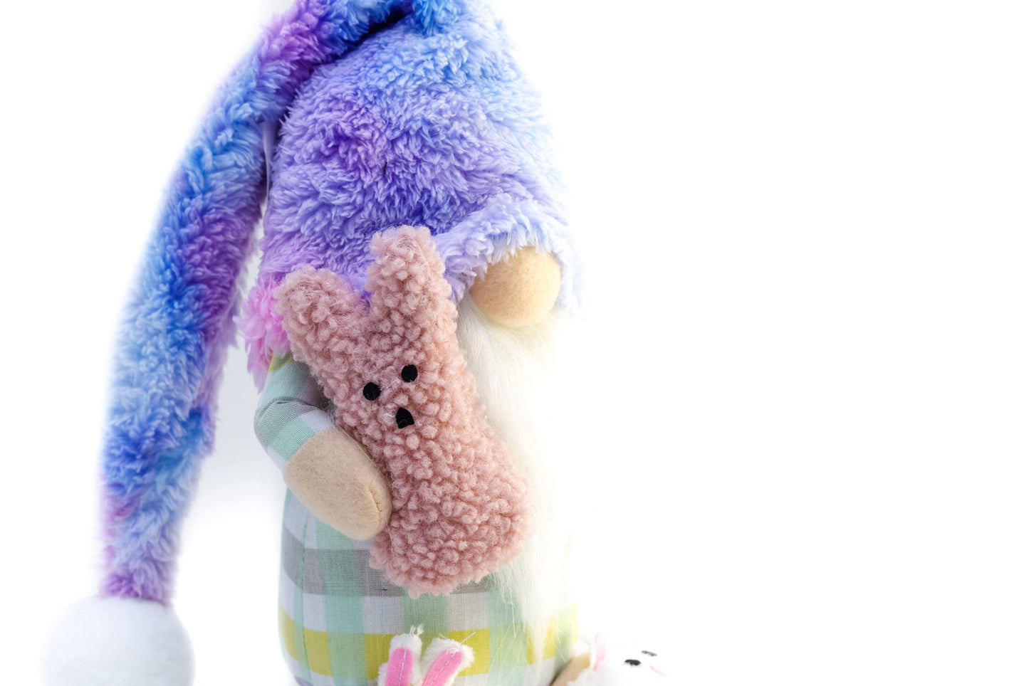 Madanar Easter Pajama Gnome Plush Holding Peep Bunny Swedish Decor for Tiered Tray Shelf Table Decorations (Easter)