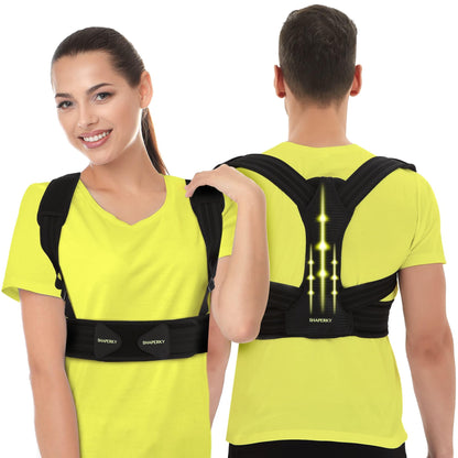 SHAPERKY Posture Corrector for Women and Men, Adjustable Upper Back Brace for Posture Hunchback Support and Providing Pain Relief from Neck, Shoulder, and Upper Back (Small/Medium)