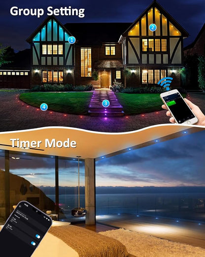 INDARUN Outdoor Deck Lights Waterproof 20 pcs, 12V Low Voltage LED Recessed Deck Lights Φ1.22 RGB Deck Lamp with Remote, Alexa/Google Compatible, Outdoor Step Stair Lights for Floor Landscape Lighting