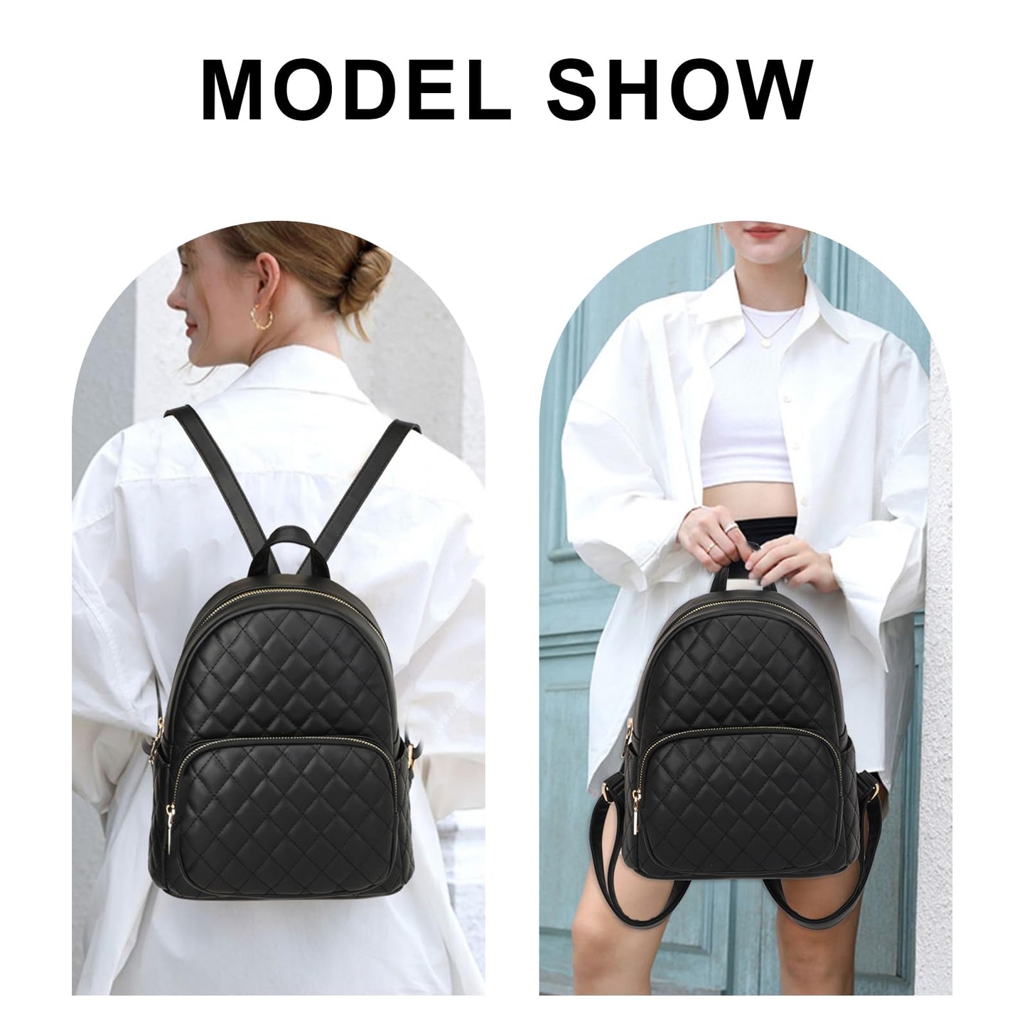 KL928 Quilted Mini Backpack for Women, PU Leather Backpack Purse Designer Satchel Bag, Small Casual Daypack for Ladies