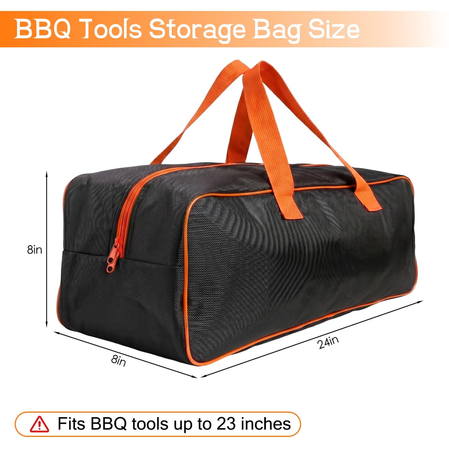 Large Grill Tool Storage Bag 24"x8"x8" 1680D Oxford Heavy Duty BBQ Utensil Storage Bag Portable Outdoor Grill Accessories Organizer for Camping Backyard Barbecue