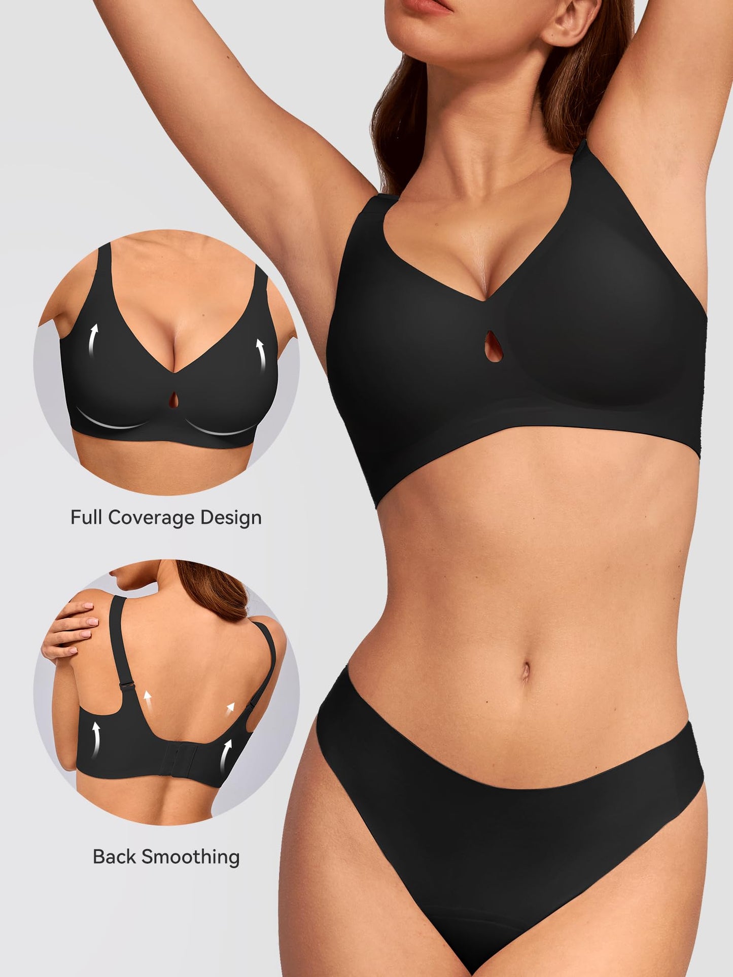 LUCKMEEY Bras for Women No Underwire Wireless Bras - Seamless Push Up Full Coverage Bralettes Comfortable Everyday Bra