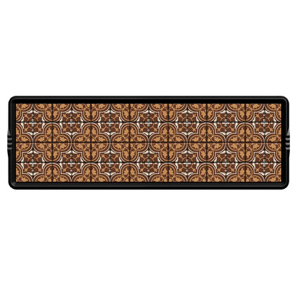 BEHERO Boot Tray Shoe Mat Decorative Patterned, Rubber Boot Matt Tray Indoor and Outdoor Use, 16" x47.5" Shoe Cleaning Mat Non-Slip, Shoe Storage Waterproof with Artistic Prints for Entryway (Brown)