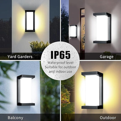 Wrasse Outdoor Sconce Lights 3000K Wall Light Fixtures 2000 Lumen Black Modern Exterior Sconces Wall Lighting for House Outside(2 Pack)