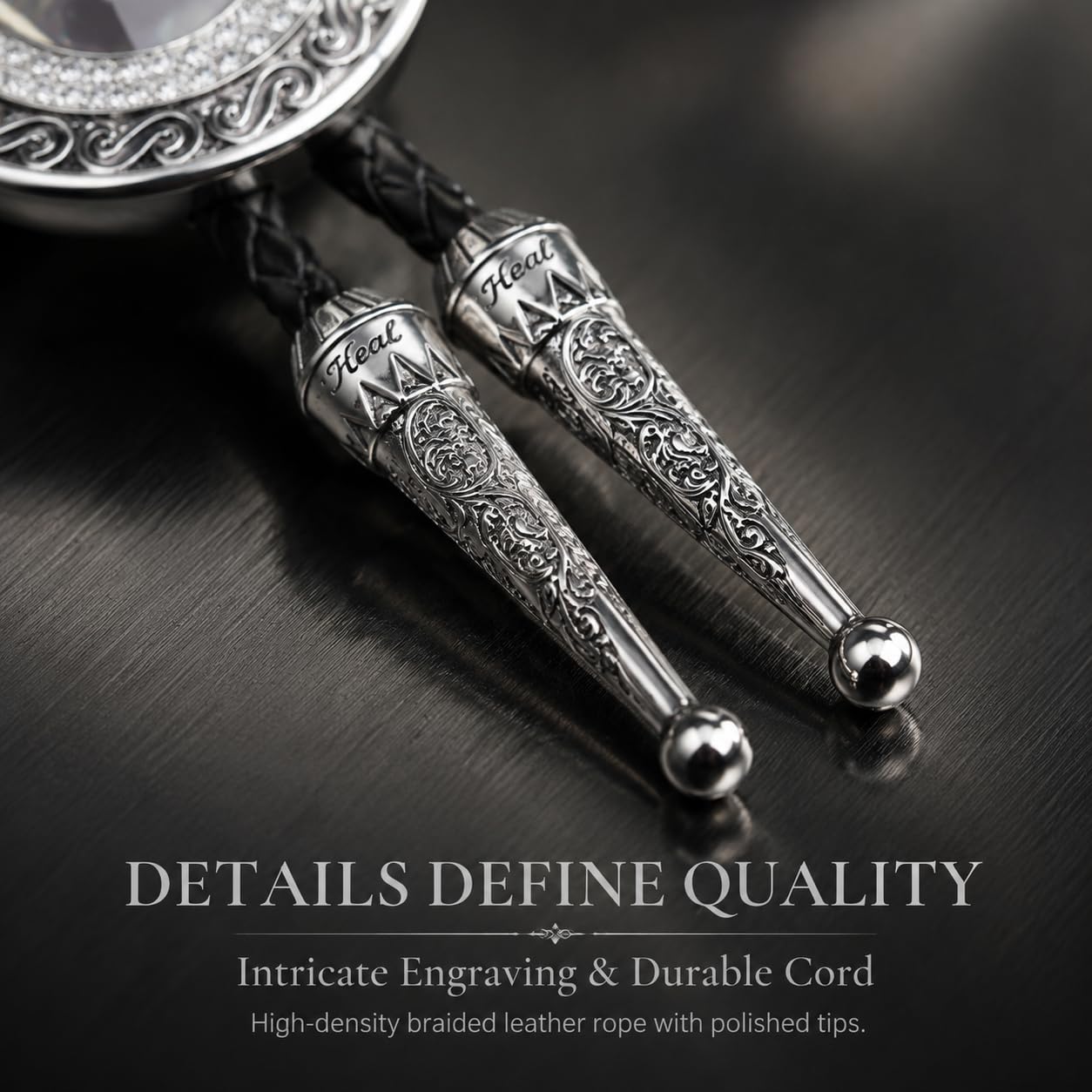 Doitby Rhinestone Bolo Tie for Men, Western Cowboy Necktie Leather Bolo Ties Necklace for Men Women