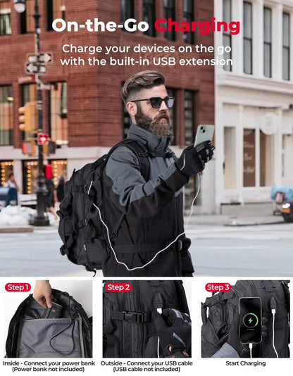 KEMIMOTO Motorcycle Helmet Backpack, 37L Large Capacity Helmet Bag with USB Charging Port, Riding Commuting Backpack for Men