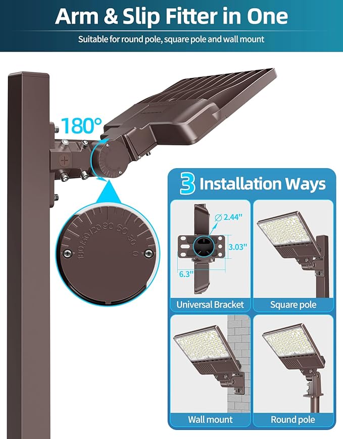 9PCS LED Parking Lot Lights 150W 120W 90W, LED Shoebox Light 5700K 5000K 4500K Adjustable Arm&Slip Fitter, DLC Listed Outdoor Pole Light with Photocell, IP65 Commercial Street Area Lighting 100-277V