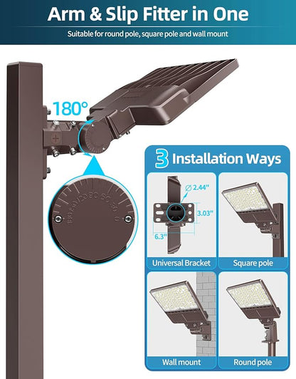 9PCS LED Parking Lot Lights 150W 120W 90W, LED Shoebox Light 5700K 5000K 4500K Adjustable Arm&Slip Fitter, DLC Listed Outdoor Pole Light with Photocell, IP65 Commercial Street Area Lighting 100-277V