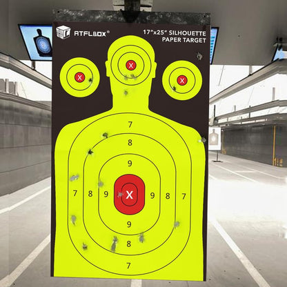 Atflbox Silhouette Paper Target for The Range, 17X25 Inch High Visibility Target Paper for Indoor and Outdoor Shooting Practice, Suitable for Handgun, Pistol, Rifle, Airgun, Pellet BB Gun (25 Pack)