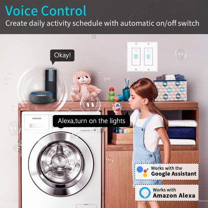 Smart Light Switch, Compatible with Alexa, Google Assistant, IFTTT, WiFi Light, Neutral Wire Required, Schedule Setting APP Remote Control, ETL, No Hub Required (Smart Switch 2pack)