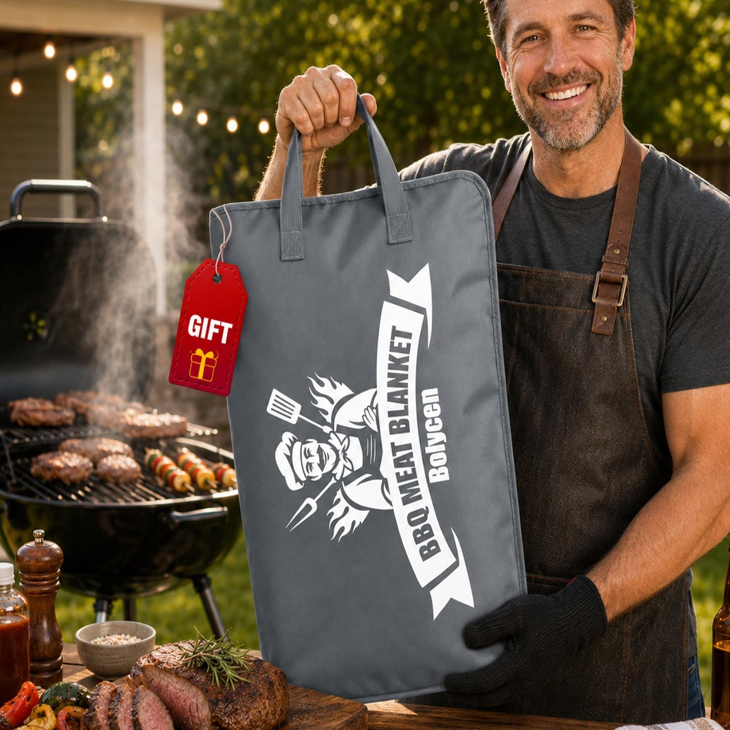 Upgraded Insulated BBQ Blanket for Resting Meat-BBQ Smoker Accessories Gifts for Men Dad Husband-Air Fryer/Kitchen/Camping/Baking/Party Essential-Bag for Brisket/Steak/Pork Shoulder/Turkey (21inch)