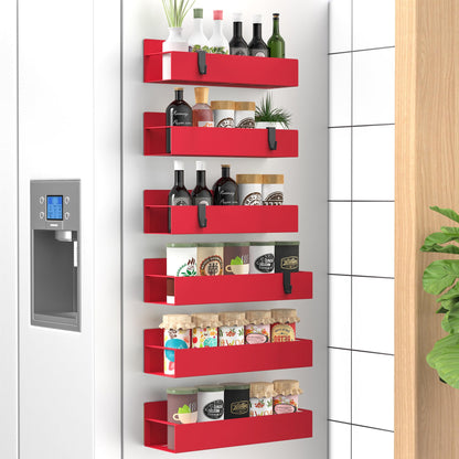 Metal 4 Pack Magnetic Spice Storage Rack Organizer for Refrigerator and Oven, Black Fridge Organizers and Storage